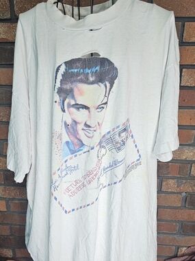 Vintage White Graphic Short-Sleeve Elvis - White T Shirt